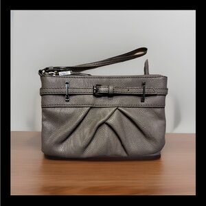 Simply Vera Vera Wang Womens Wristlet, Brown With Buckle Accent Zipper Pockets